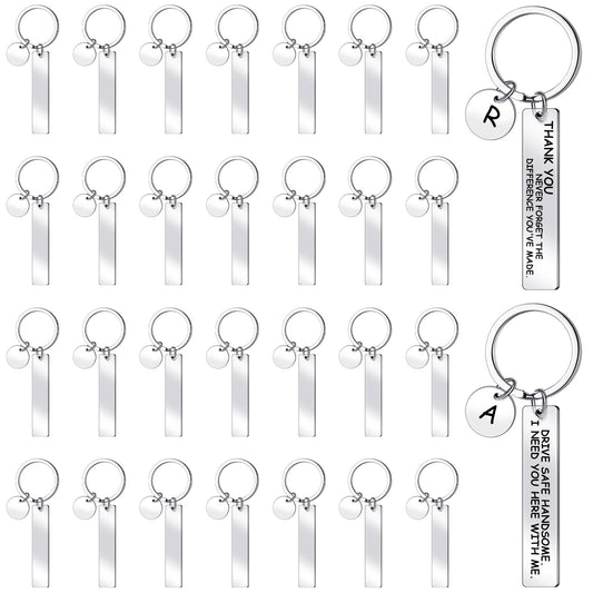 Gisafai 30 Pcs Laser Engraving Stainless Steel Keychain Blanks Engravable Metal Keychains for Graduation Crafts DIY Gifts(Silver)