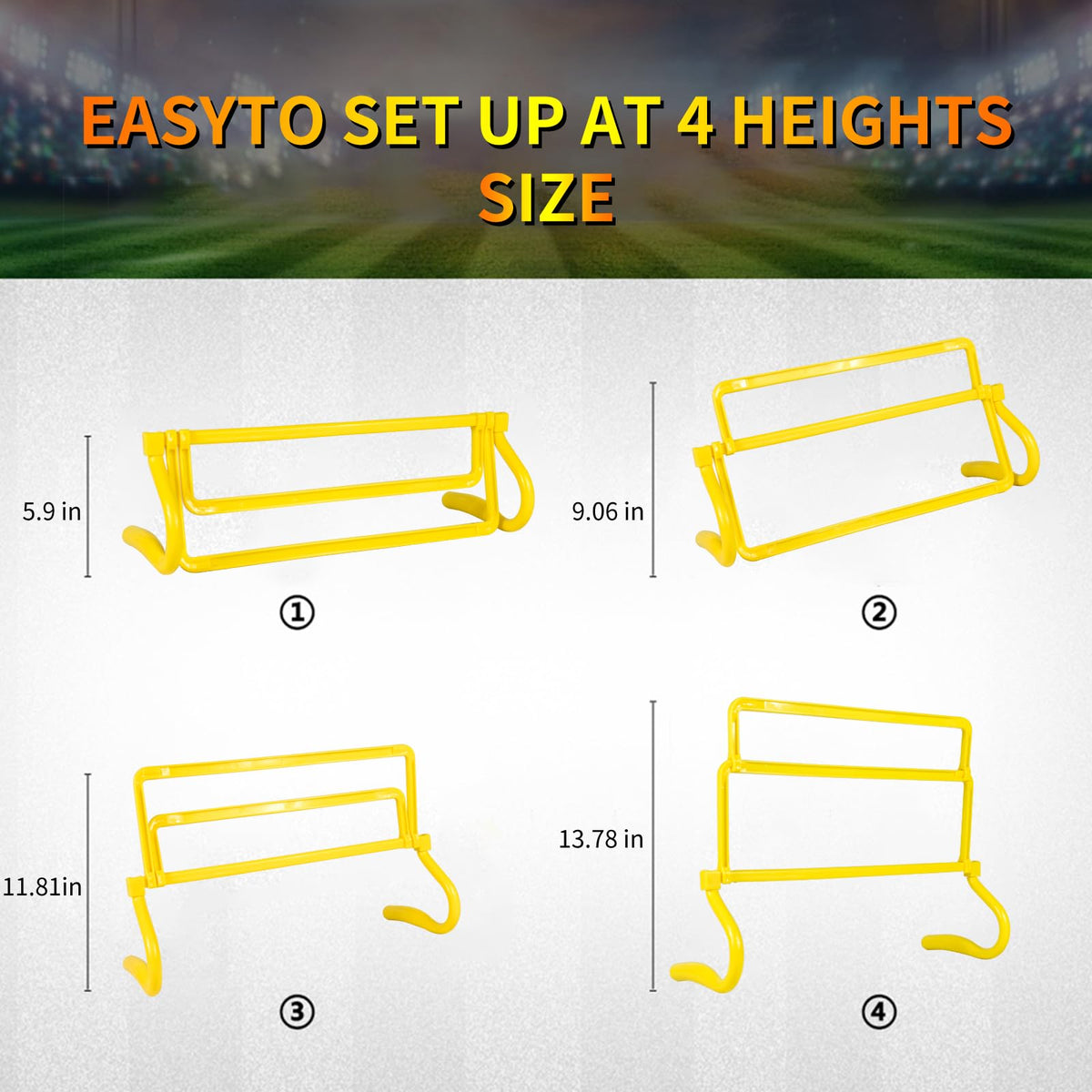 ASENVER 4 Height Adjustable Speed Training Hurdles Fitness & Speed Training Equipment (Set of 10)