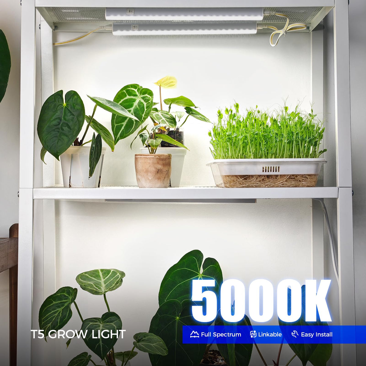 Barrina Grow Light Strip 5000K White Full Spectrum LED 1FT, Aluminum, 4-Pack