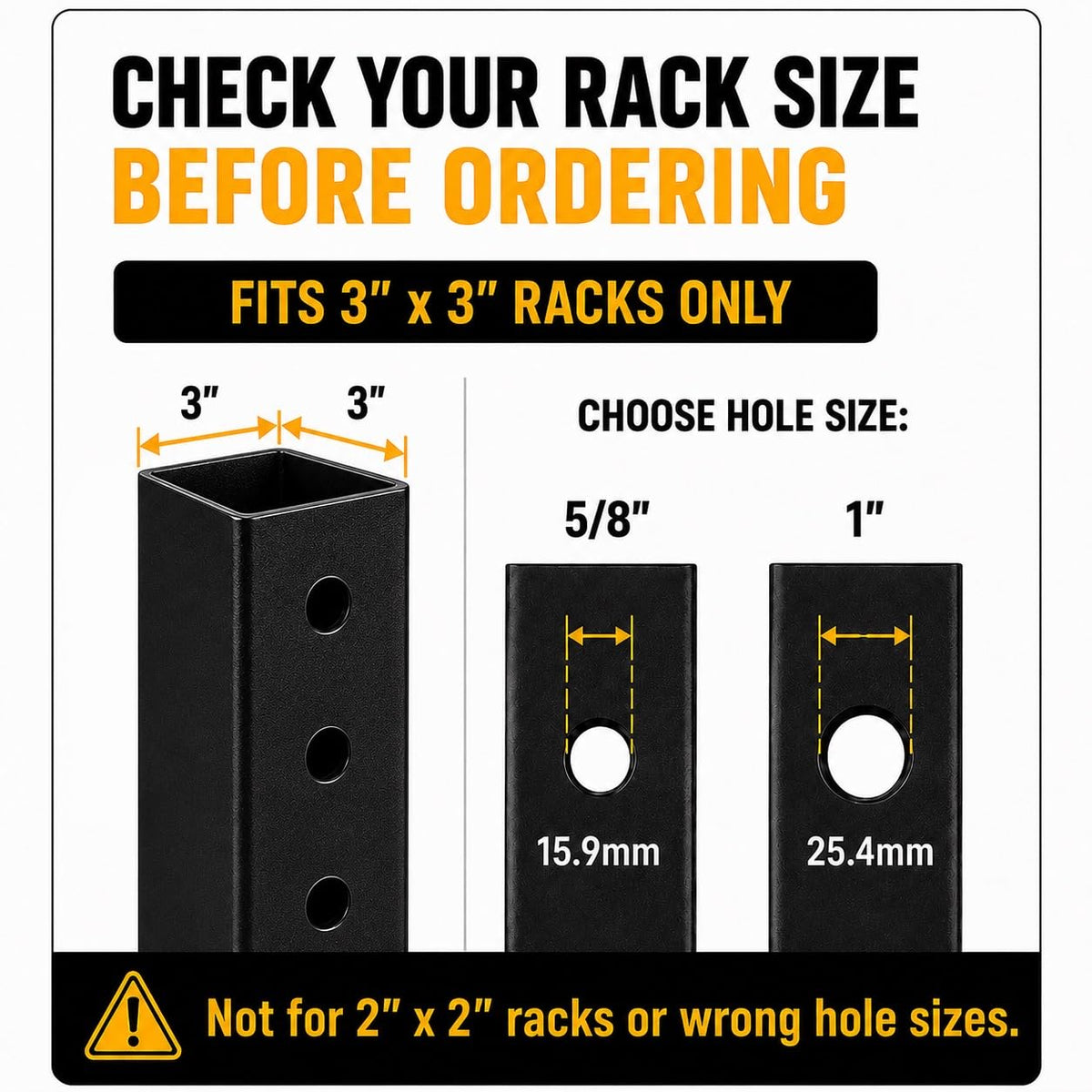 AINAFIX J Hooks for 3" x 3" Power Rack, Rubber Pad J-Hook for Power Cage, Bottom Reinforced Steel J Cups for Squat Rack (for 3"x3" Rack with 5/8" Hole)