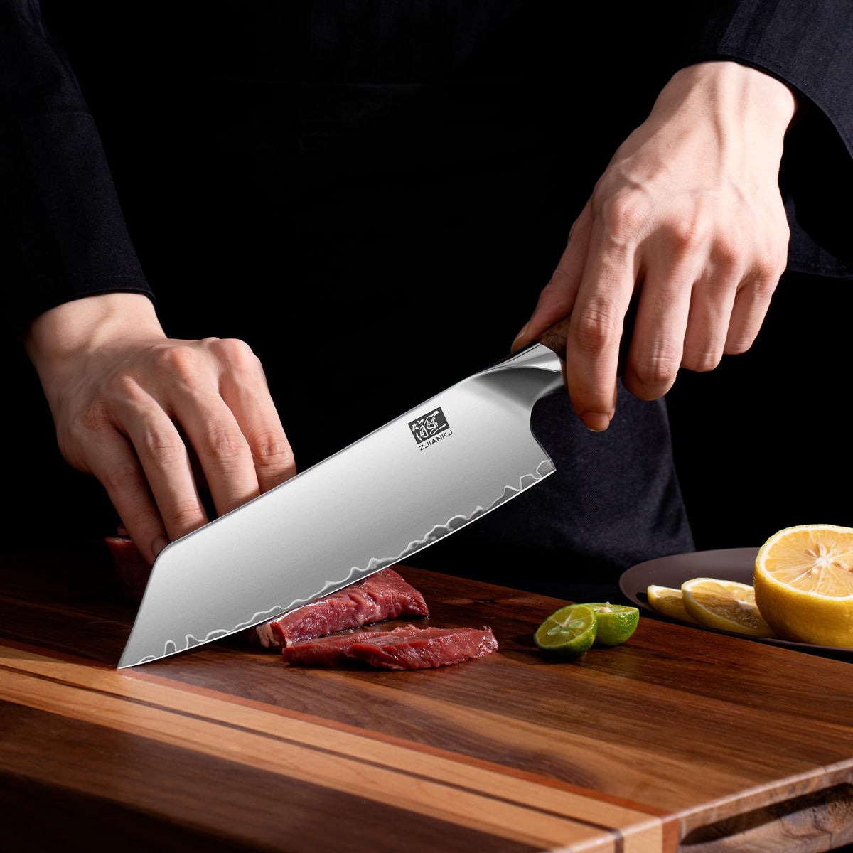 ZJIANKJ Chef Knife, 8-inch Hand Forged Professional Kitchen Knife with Japanese 10Cr15MoV Stainless Steel Gyuto Knife with Blue Ergonomic Handle, Razor-Sharp Cooking Knife in Gift Box