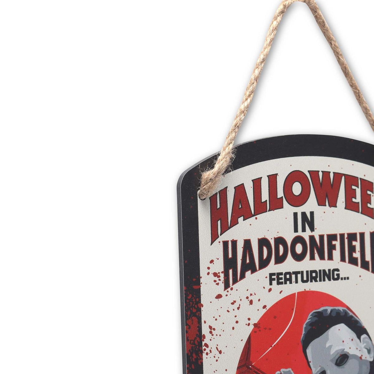 Open Road Brands John Carpenter's Halloween in Haddonfield Hanging Metal Sign - Scary Halloweeen Movie Decor for Home Decorating