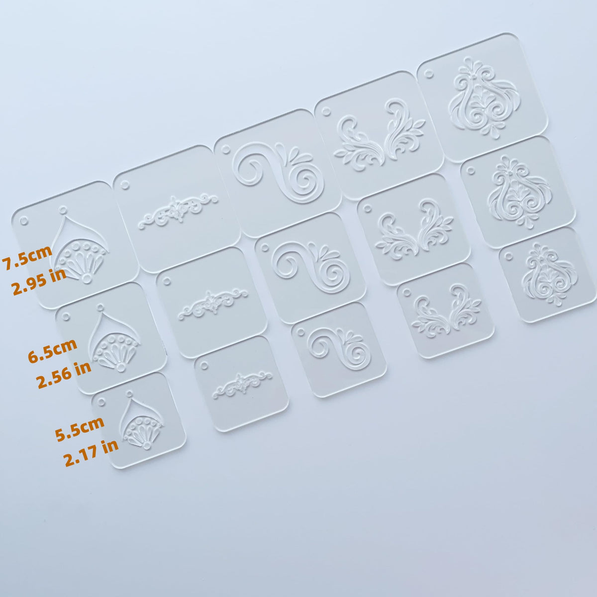 15 Pieces Acrylic Mandala Drawing Stencils, 3 Sizes 2.95/2.56/2.17 Inches with Metal Ring for Dot Art, Painting