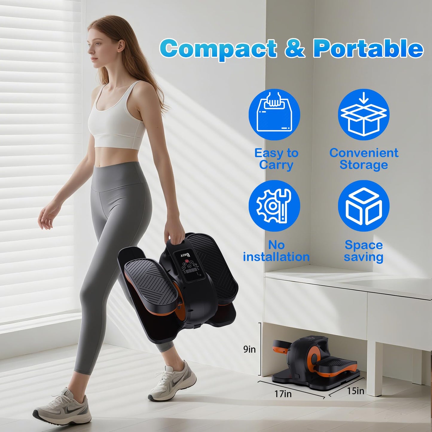 Under Desk Elliptical Machine, Electric Under-Desk Elliptical for Seniors - Mini Elliptical Exercise Equipment for Home with 12-Speed Touch Screen, Remote Control & Reversible Motion