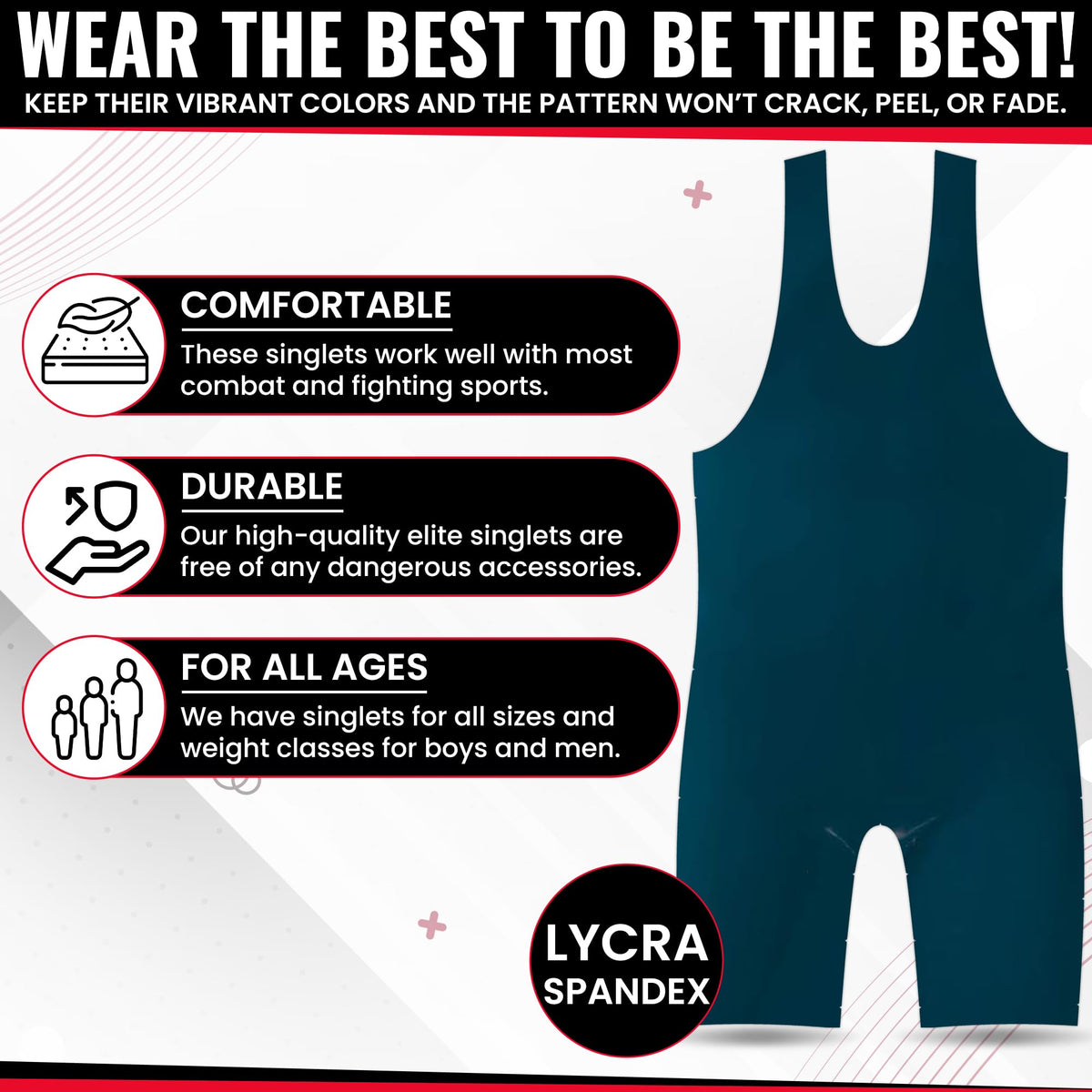 4 Time All American Wrestling Singlet: Black, Navy Blue, Red, Teal sizes 4XS-5XL (XXS/YL 51-70 lbs., TEAL)