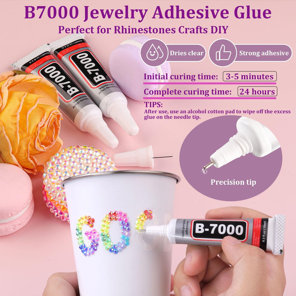 16000Pcs Resin Rhinestones with Tweezers for Crafting, Mixed-Color 4mm Bedazzling Crystal with 3Pcs 10ml B7000 Jewelry Glue for DIY Crafts Clothing Tumblers Shoes Fabric Nail Art