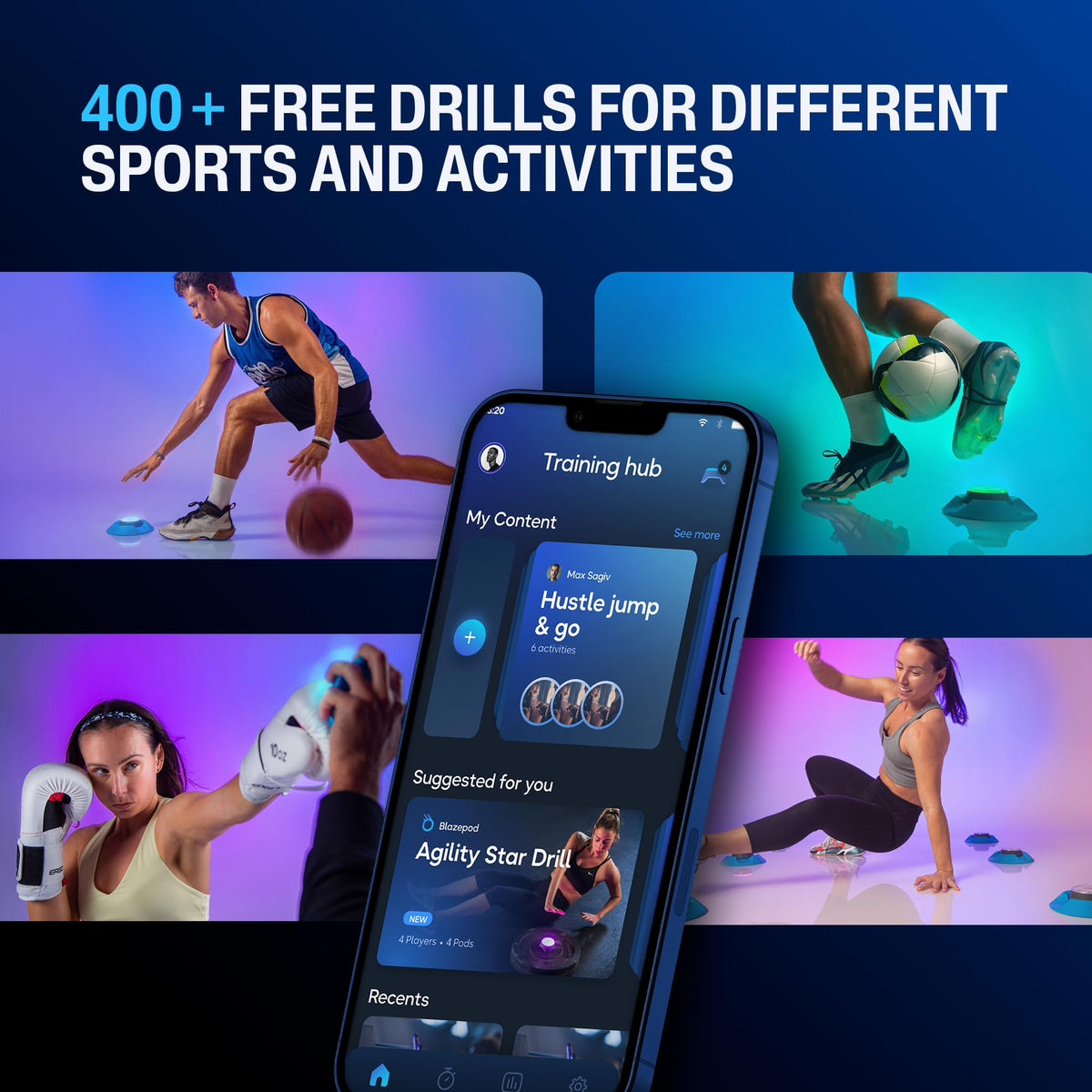 BlazePod Soccer Reaction Training Kit – 6 Reaction Light Pods to Improve Speed, Focus, & Decision-Making - Cognitive Light Drills for Football Players & Coaches - App Access