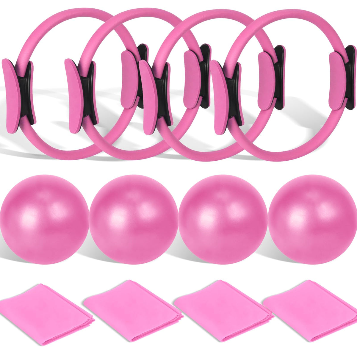 Pilates Ring and Ball Set Bulk, Pilates Equipment with 12 Inch Pilates Circle Rings, Small Yoga Balls, Resistance Bands, Pilate Essential Kit Bulk for Home Workouts Women, Pilates & Yoga Studio