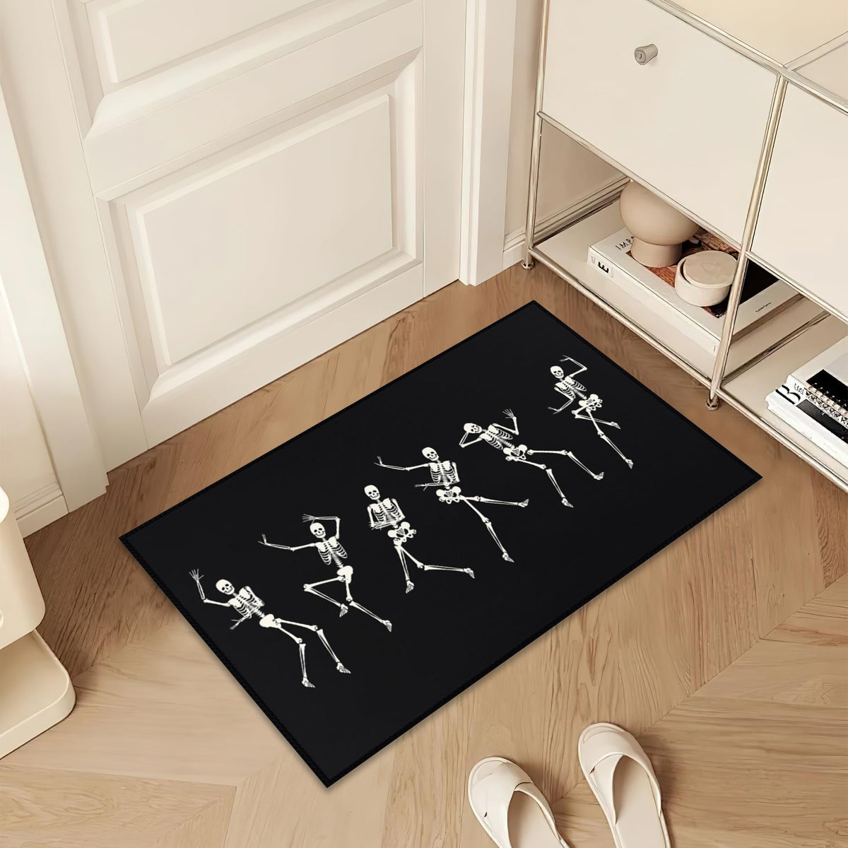 SPUNKER Door Mat,Halloween Skull Front Doormats 17''x30'',Funny Skeleton Indoor Outdoor Entrance Welcome Mat,Low-Profile Floor Rugs for Entry Patio