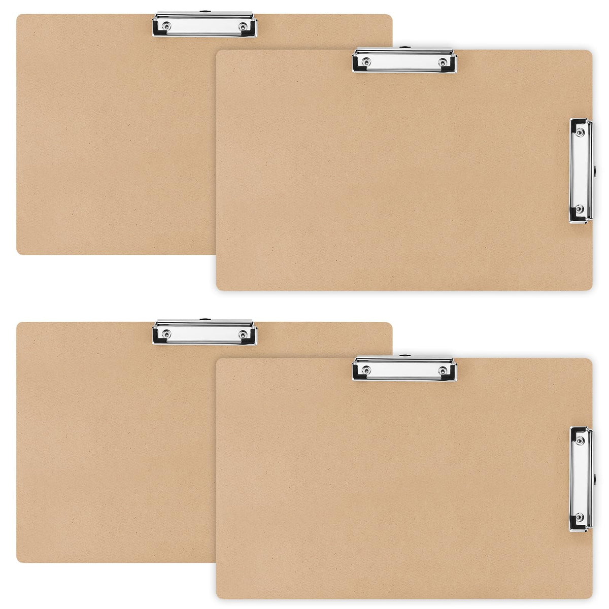 Henoyso 4 Pcs 11 x 17 Clipboards Wooden Lap Boards with Low Profile Clip Double Clip, Extra Large Landscape Hardboard Drawing Boards Horizontal Brown Clipboard for Drafting Board & Sketch Board Use