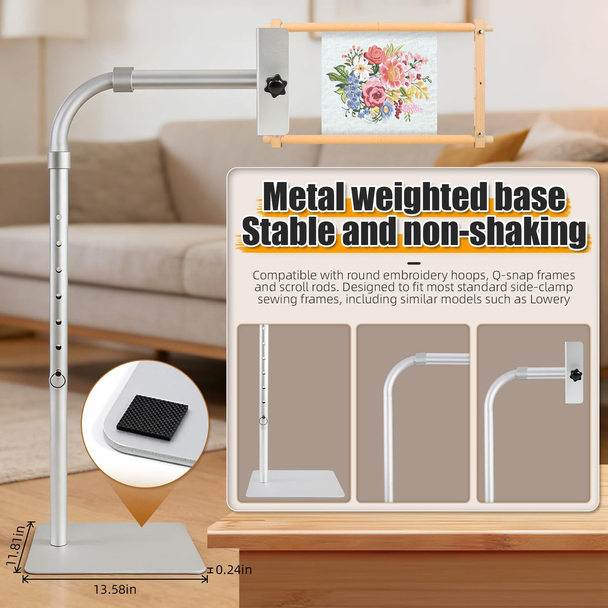 JYPGQRT Upgraded Adjustable Workstand Fit for Lowery with Side Clamp,Adjustable Rotating Needlepoint Workstand, Heavy Duty Metal, Fits Q-Snap