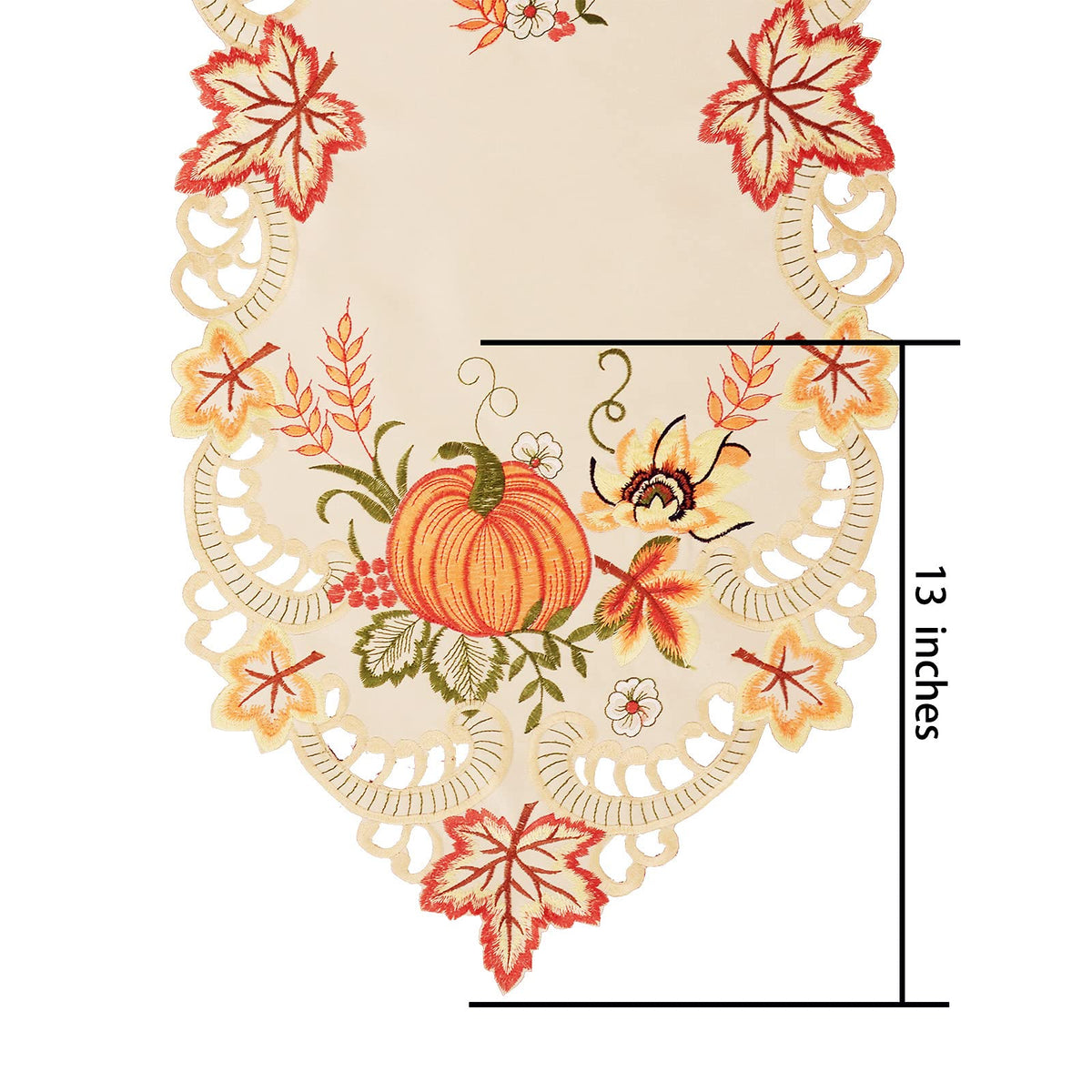 Simhomsen Embroidered Thanksgiving Harvest Pumpkins Table Runners for Autumn Or Fall Decorations (14 × 108 Inches)