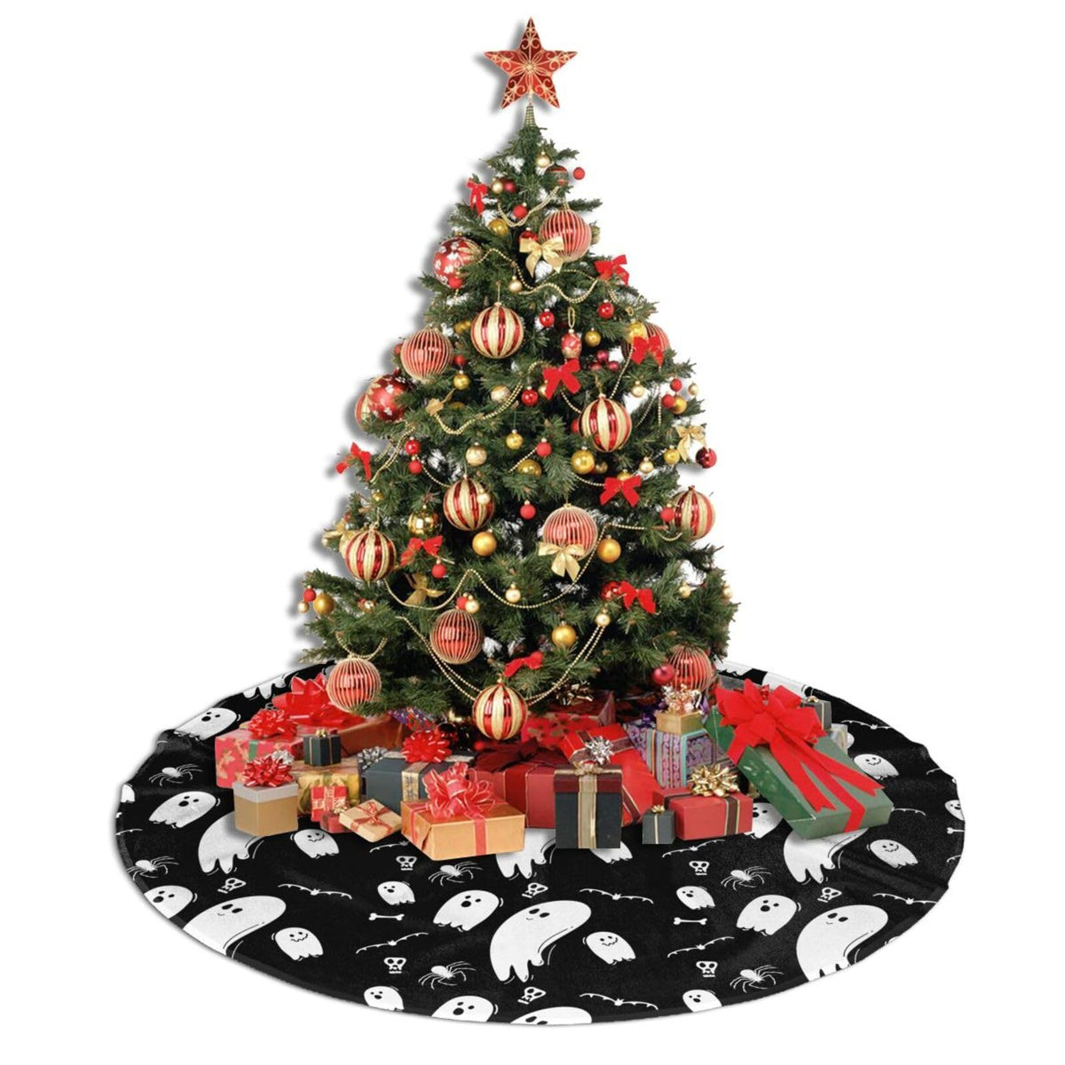 Halloween Ghost Christmas Tree Skirt 36 Inches Home Decoration New Year Holiday Party Xmas Ornaments Tree Mat