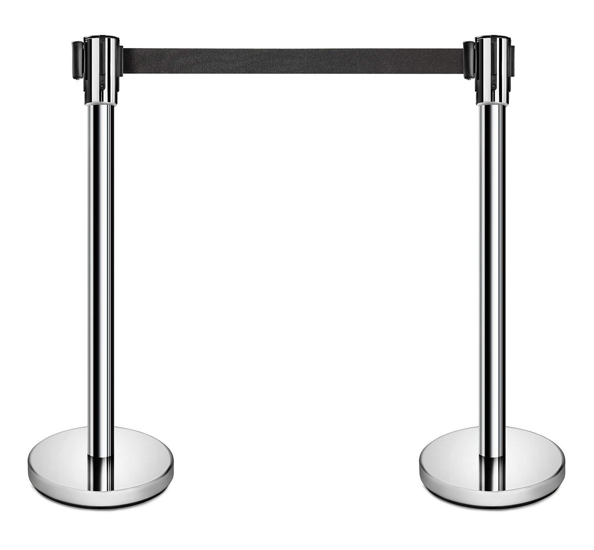 New Star Foodservice 54606 Stanchions, 36-Inch Height, 6.5-Foot Retractable Belt, Set of 2, Silver Belt