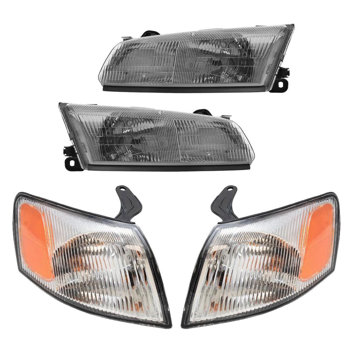 TRQ Headlight Assembly Set for 1997-1999 Toyota Camry, Model LKA55913, Includes Driver & Passenger Side Lights
