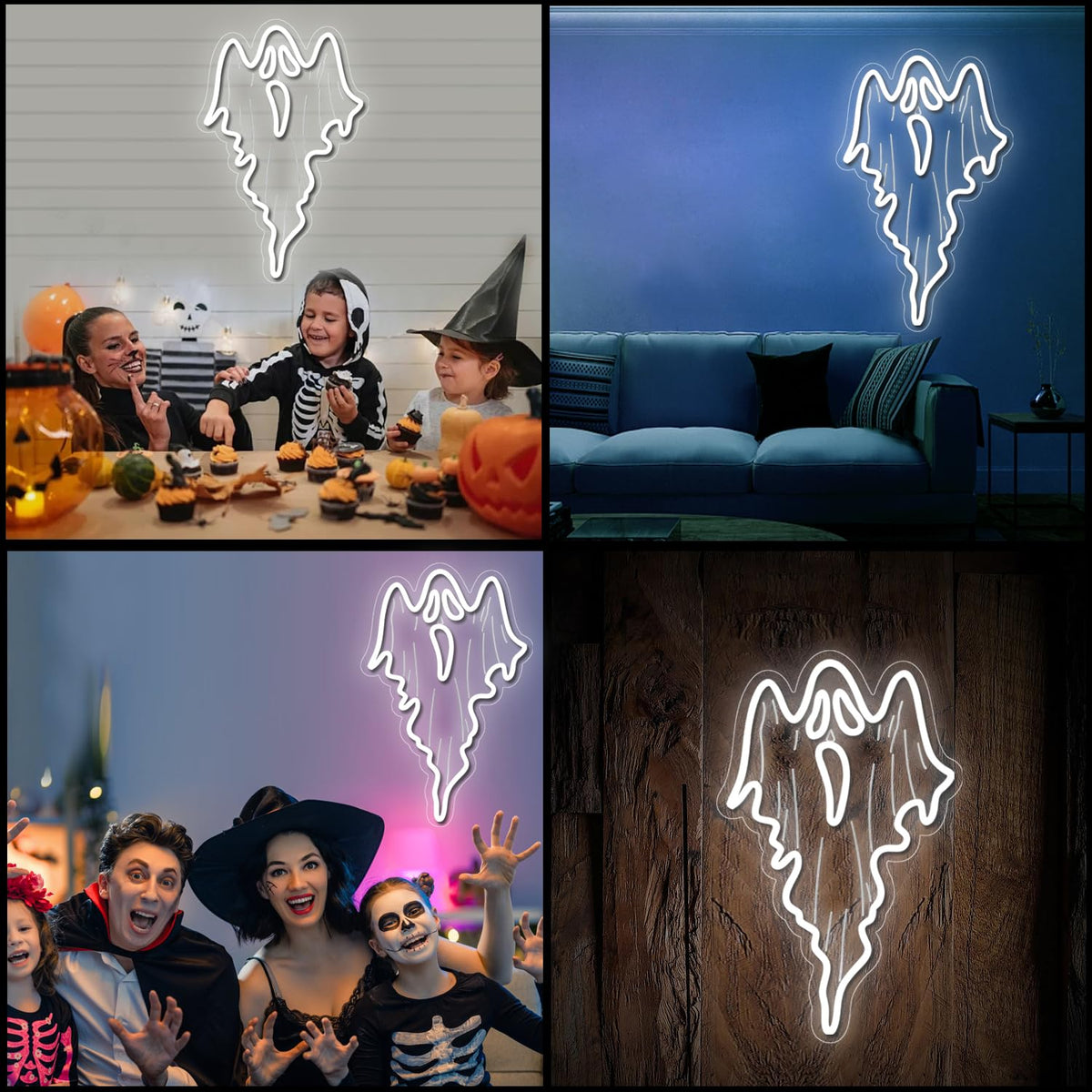 Halloween Decorations Ghost Face LED Neon Sign, Dimmable Neon Light for Game Room Wall Decor Man Cave Birthday Halloween Decor Christmas Gift (16.8in*10.63in)