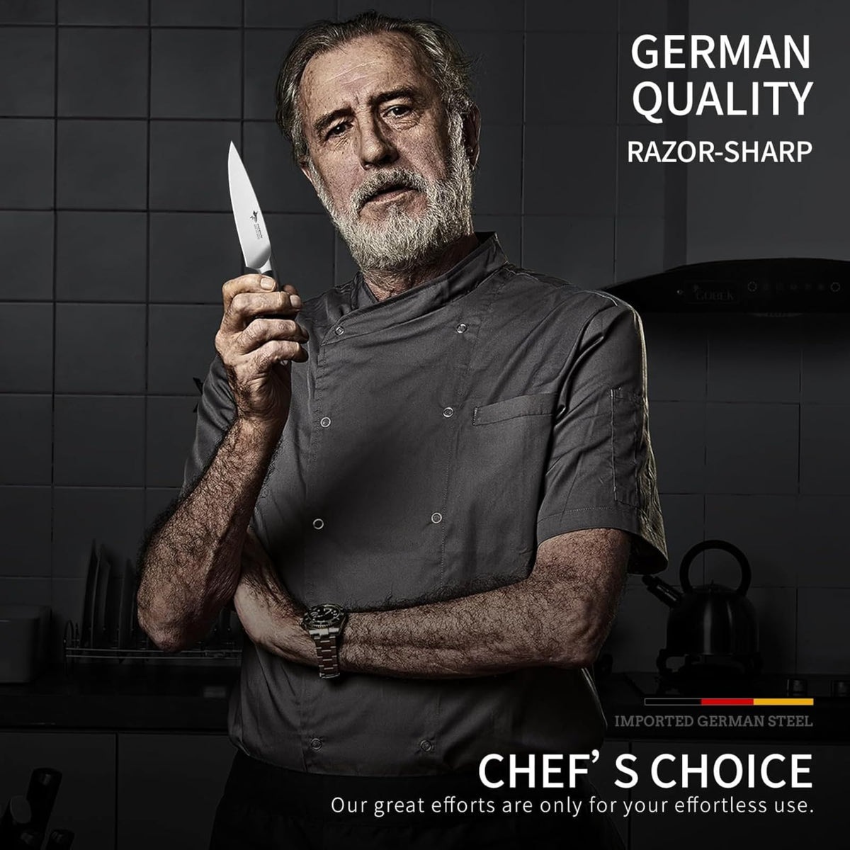 MAD SHARK 5 Inch Ultra Sharp Paring Knife, German Stainless Steel, Ergonomic Handle Design, Chopping Knife for Precise Cutting, Peeling, Slicing
