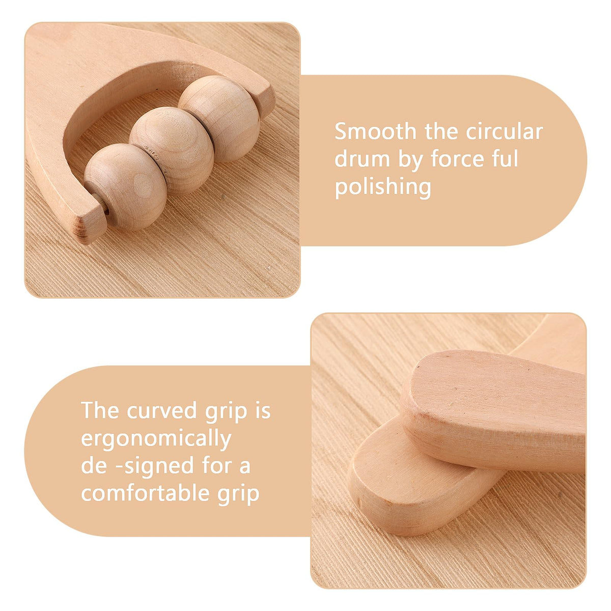 Abeillo 3Pcs Wooden Hand Massage Roller, Muscle Roller Stick, Manual Wood Therapy Massage Tools Massager Roller, for Relaxes Thigh, Leg, Hands Full Body Muscle Men Women