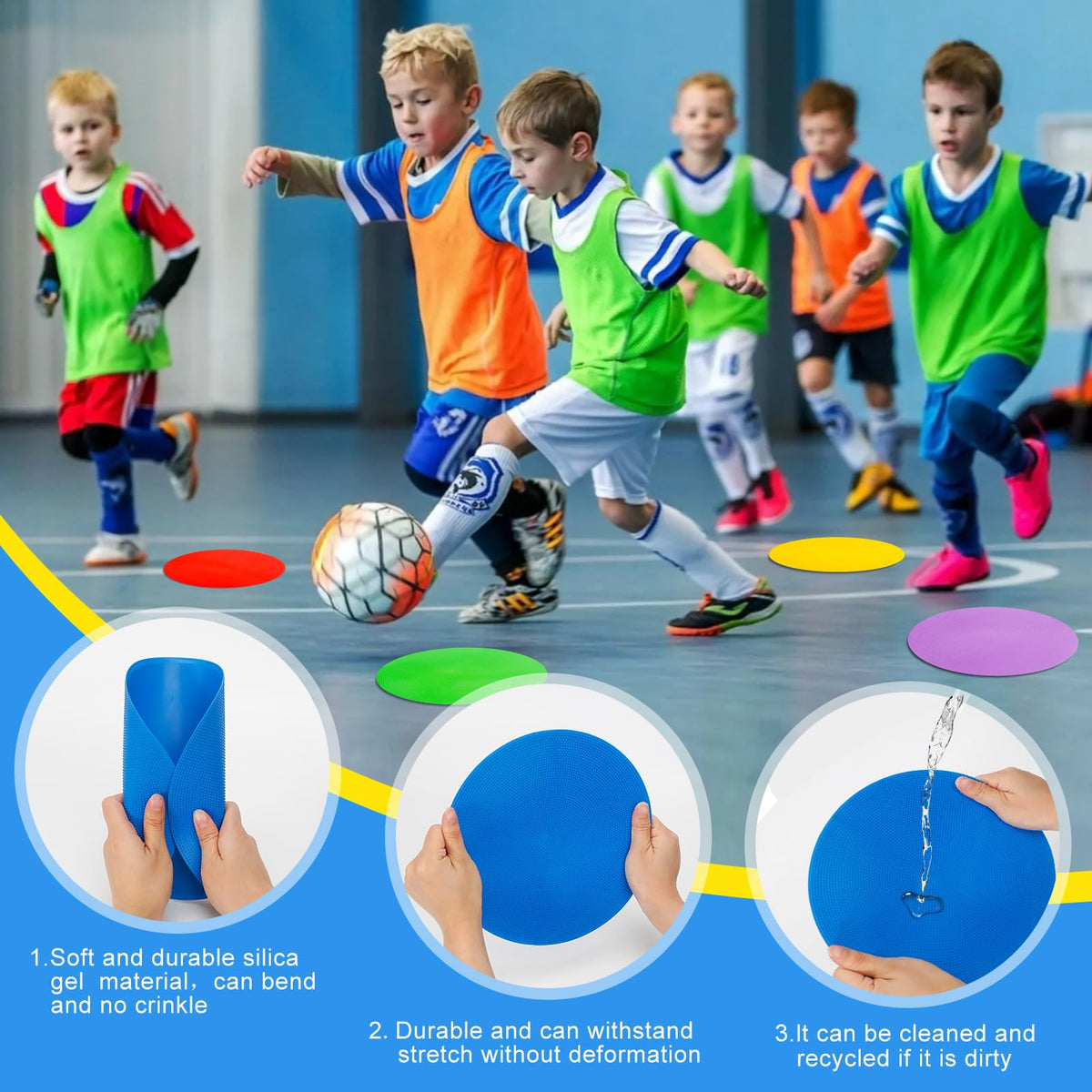 WildTracks 9 inch Spot Markers Flat Field Cones, Non Slip Rubber Agility Markers Flat Field Cones for Soccer Basketball Sports Speed Agility Training （6 pcs）