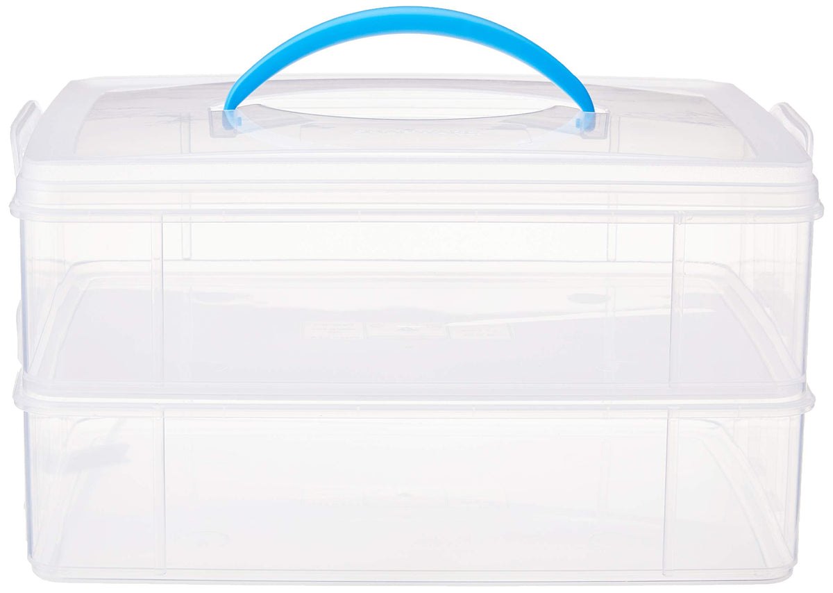 Snapware Snap 'N Stack Portable Storage Bin for Tools and Craft Storage, 14.1 x 10.5-Inch Clear BPA-Free Container, Tool Box with Stackable Trays, Microwave, Freezer and Dishwasher Safe