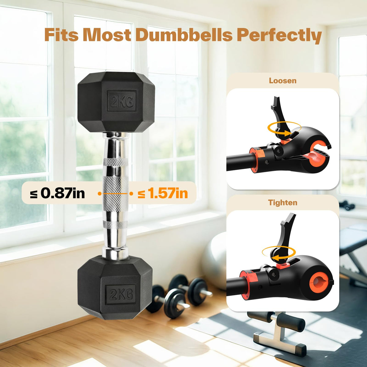 Sportneer Dumbbell to Barbell Converter Bar — Heavy-Duty, Adjustable Fit, Tool-Free Setup, Up to 200 lb Capacity, barbell converter Bar for Squats, Bench Press, Deadlifts, Home Gym
