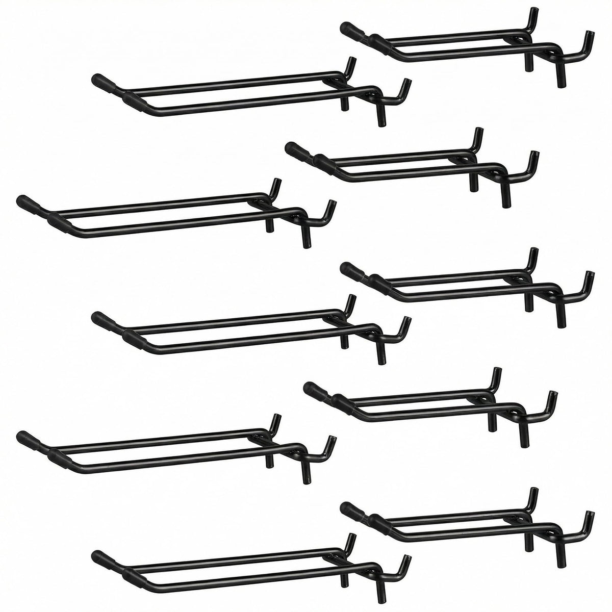 G.CORE 10 Pack Pegboard Hooks, Peg Board Tool Utility Hooks & Hangers Fit 1/4" Pegboards, Heavy Duty Metal Peg Board Shelving Hooks, Wall Organizers and Storage for Craft Room Garage Workbench (Black)
