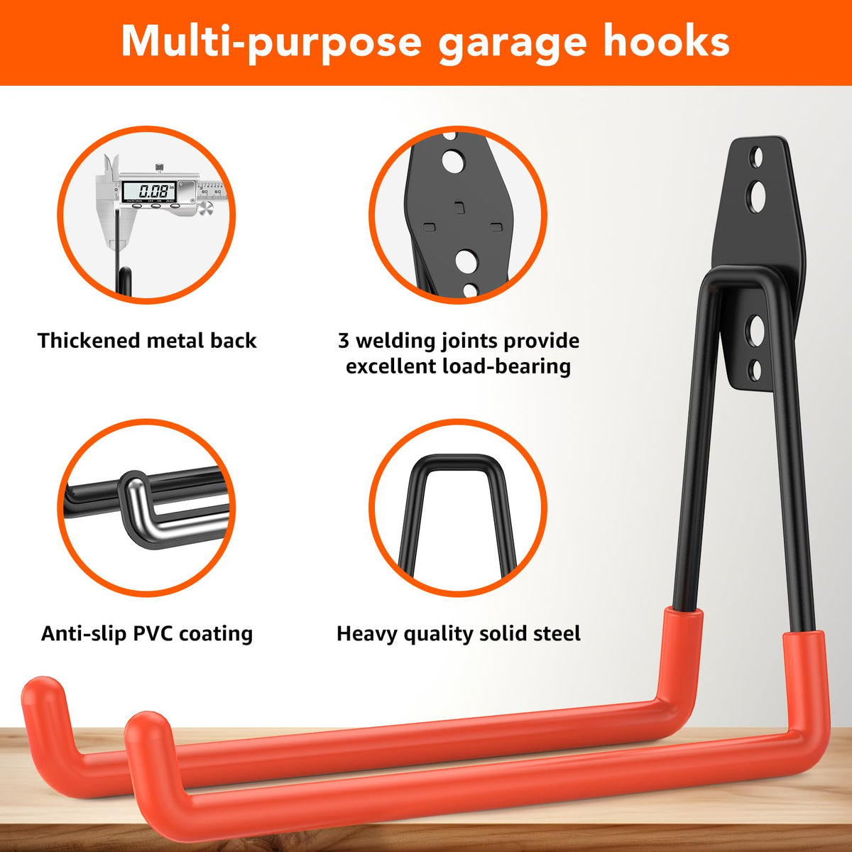 ITCPRIM 32 Pack Garage Hooks with Anti-Slip Coating Heavy Duty Wall Mount Hooks for Garage Storage and Hanging Hoses Bike Garden Tools Ropes etc