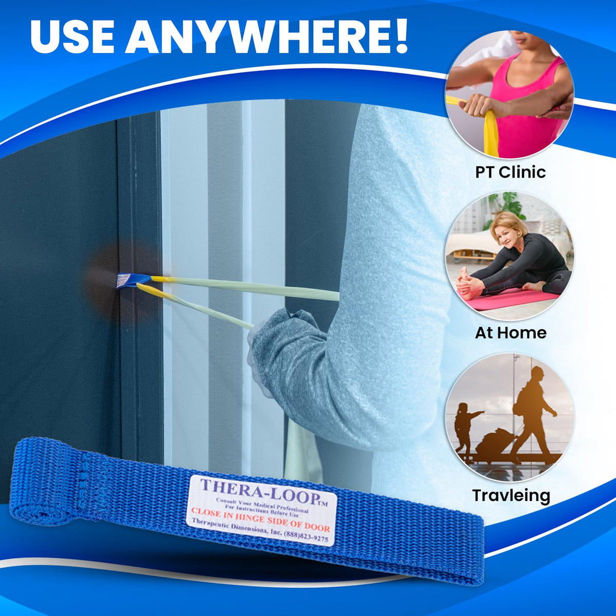 RangeMaster TheraLoop Door Anchors │ Non-Slip │ Complements Exercise Bands or Tubes │ Great for Exercising or Strengthening Activities│2 Pack, Blue