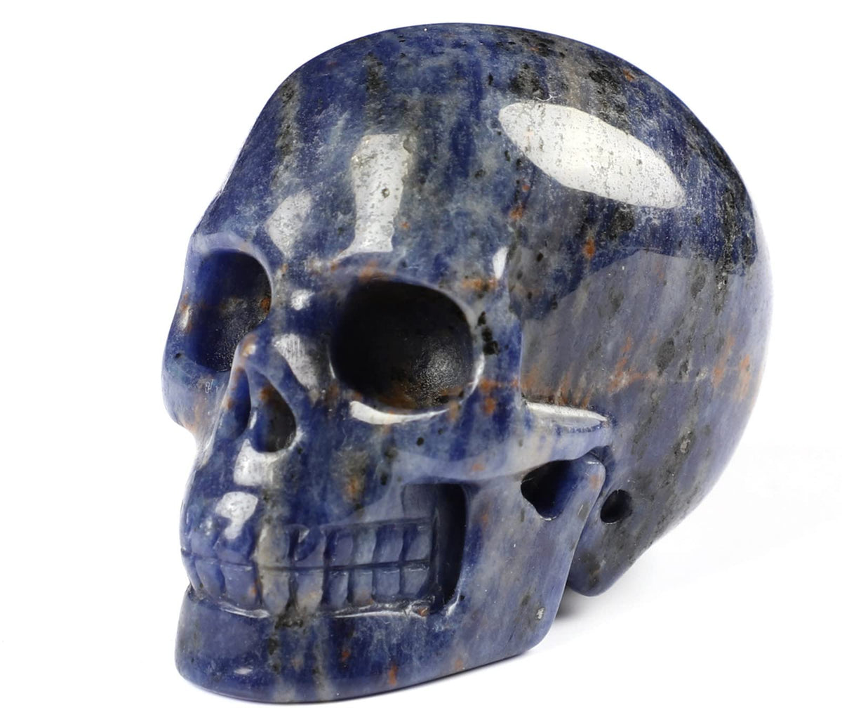 Skullis 2.0" Sodalite Crystal Skull, Hand Carved Gemstone Fine Art Sculpture, Reiki Healing Stone Statue.1380
