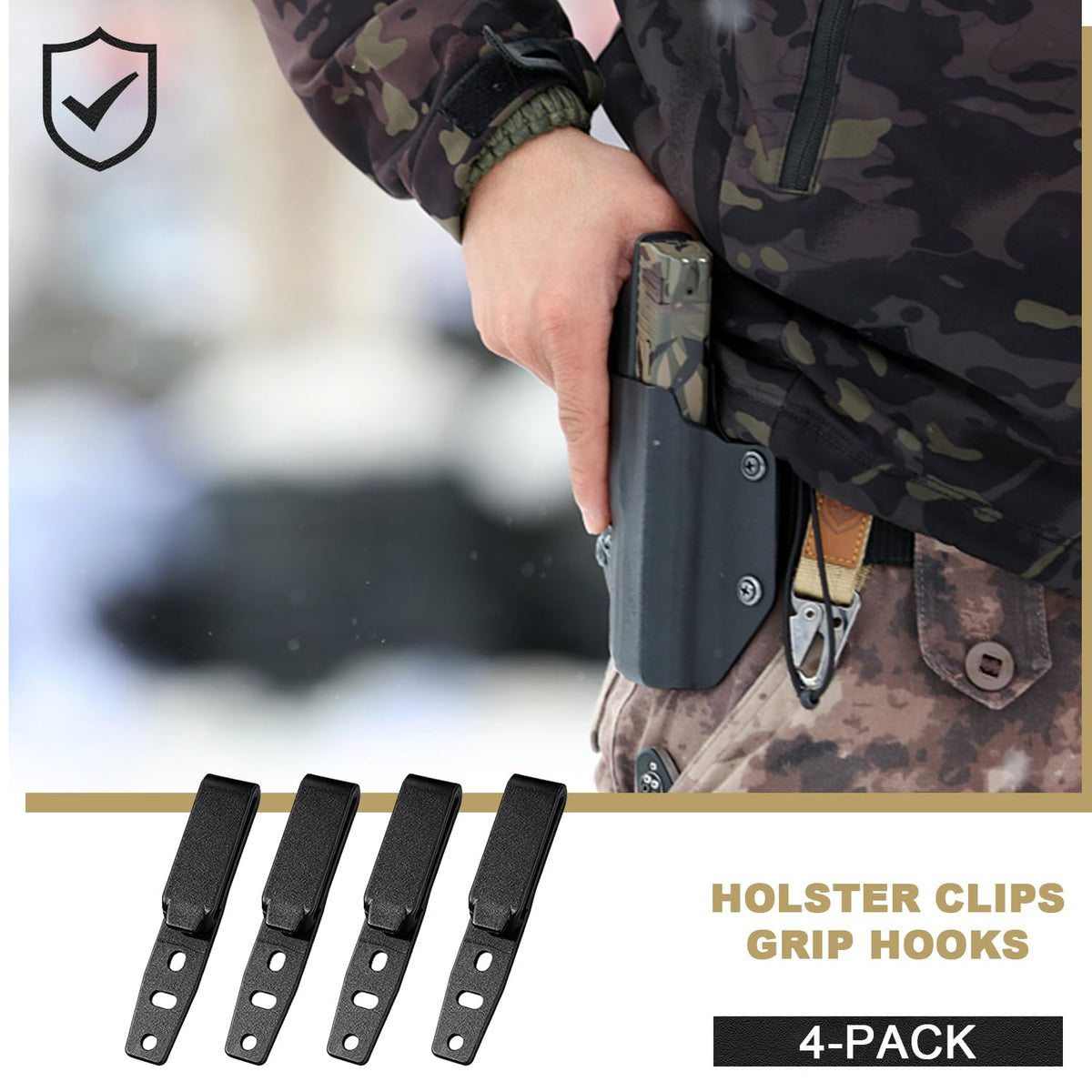 4-Pack Holster Belt Clips Knife Belt Clip Hardware with Screws Adjustable Kydex Holster Molle Adapter with Mounting Hardware 3 Hole Tactical Black for Outdoor Activity