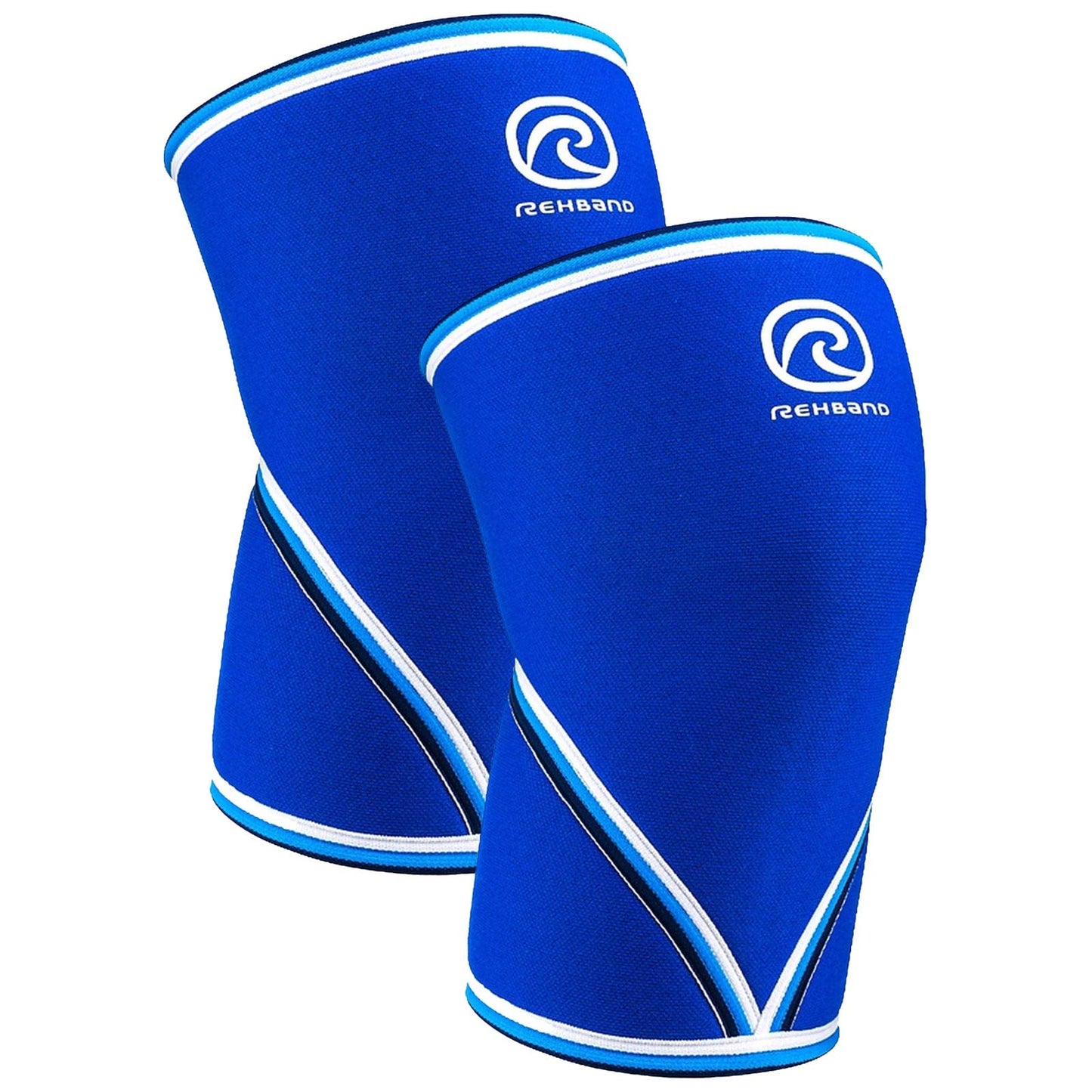 Rehband 7051 Classic 7mm V-Knee-Sleeve for Weightlifting, Competition Grade Powerlifting Knee Sleeve, Compression Sleeve for Crossfit, Squats, Gym, Colour:Blue - 1 Pair, Size:Large
