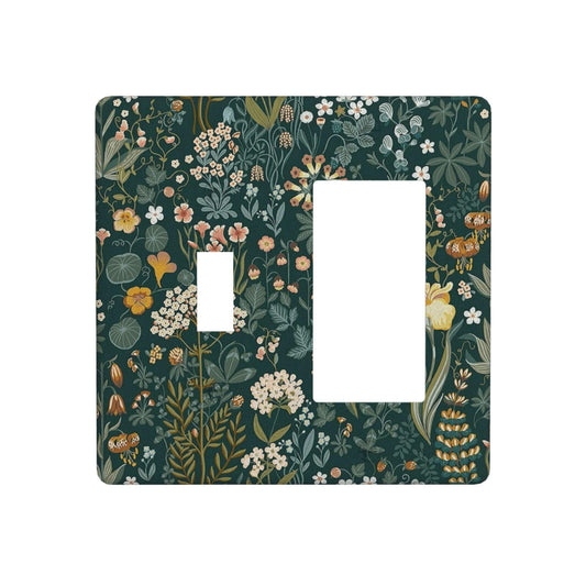 Nadoabtm Outlet Covers Vintage Floral Dark Green Botanical Pattern 1 Toggle 1 Rocker Combo Light Switch Cover Plate Electrical Switch Plates Decorative Switch Plate Covers For Home Nursery Decor