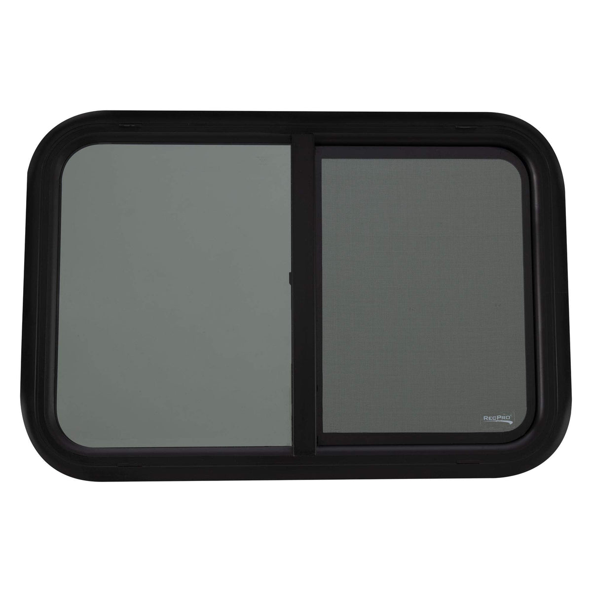 RecPro RV Window - Teardrop Style Horizontal Sliding Replacement - 30inW x 20inH - Black - Model RP-WIN - Made in USA