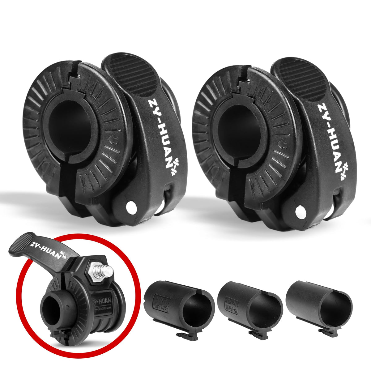 ZY-HUAN Pro Barbell Clips 1 inch Barbell Clamps 0.9-1.18inch Quick Release Weight Clips for Bars Multi-Size Adjustable Olympic Barbell Clamps (Black)