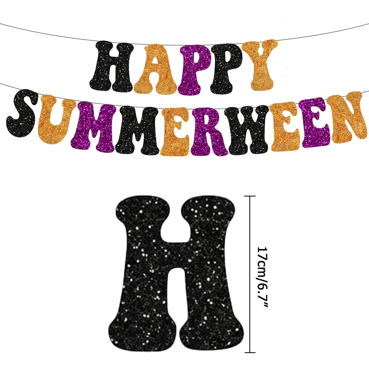 Happy Summerween Banner with Hanging Swirls Summer Halloween Party Decorations, Hawaii Halloween Tropical Summerween Ceiling Swirls Banner Party Decorations