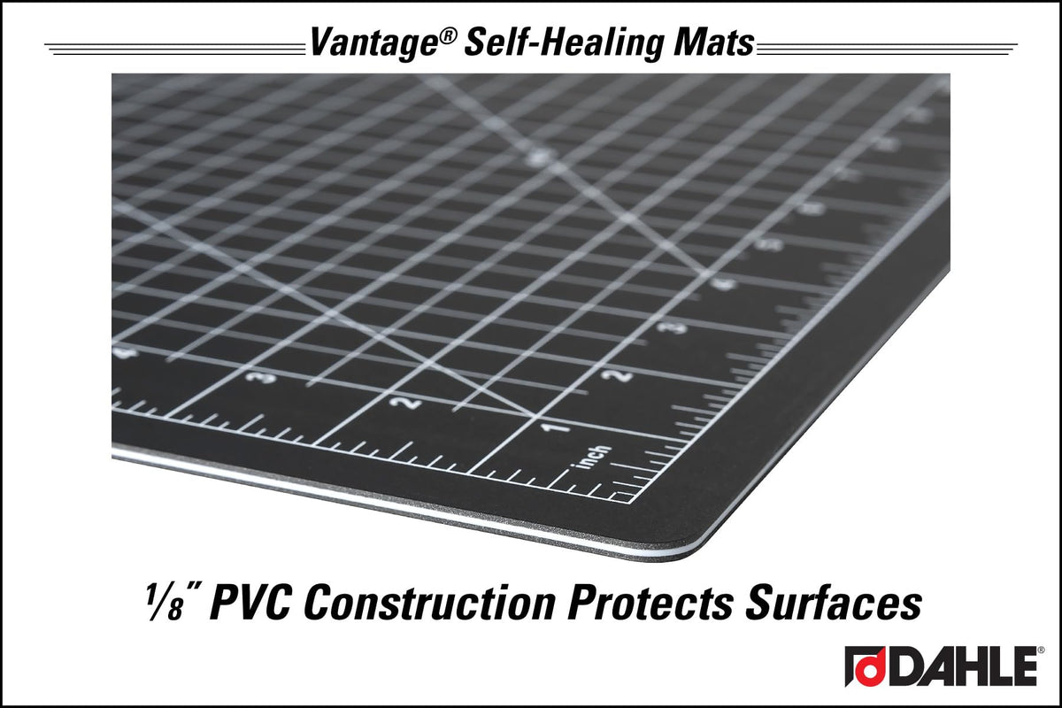 Dahle Vantage 10673 Premium Self-Healing Cutting Mat, 24"x36", 1/2" Grid, 5 Layers for Max Healing, Perfect for Crafts & Sewing, Black