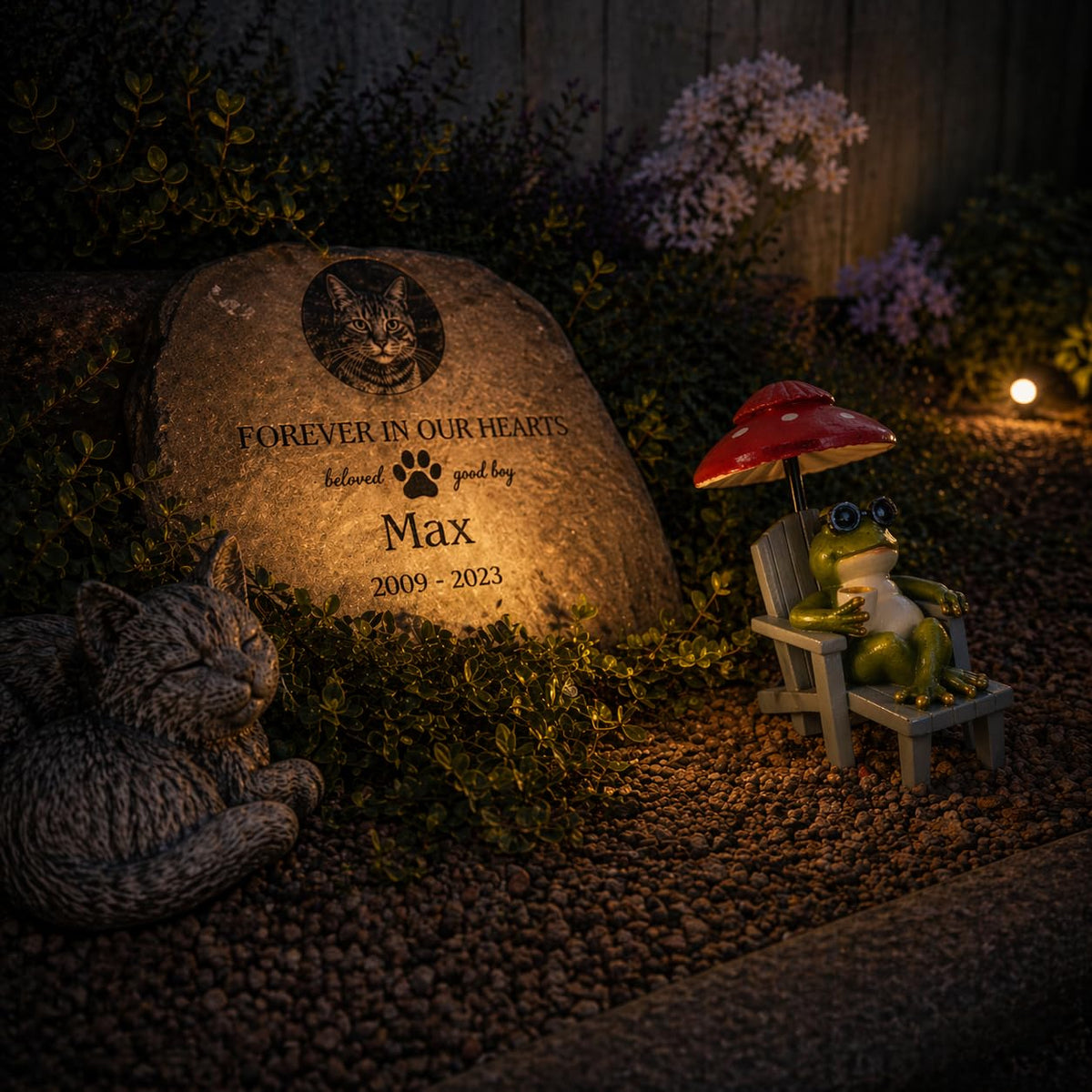 Magicnight Little Frog Garden Statue with mini Patio Mushroom Solar Lights Outdoor Figurines Halloween Home Decor Fairy Garden Accessories Small Lawn Ornaments 4.5"x4.5"x2.6"