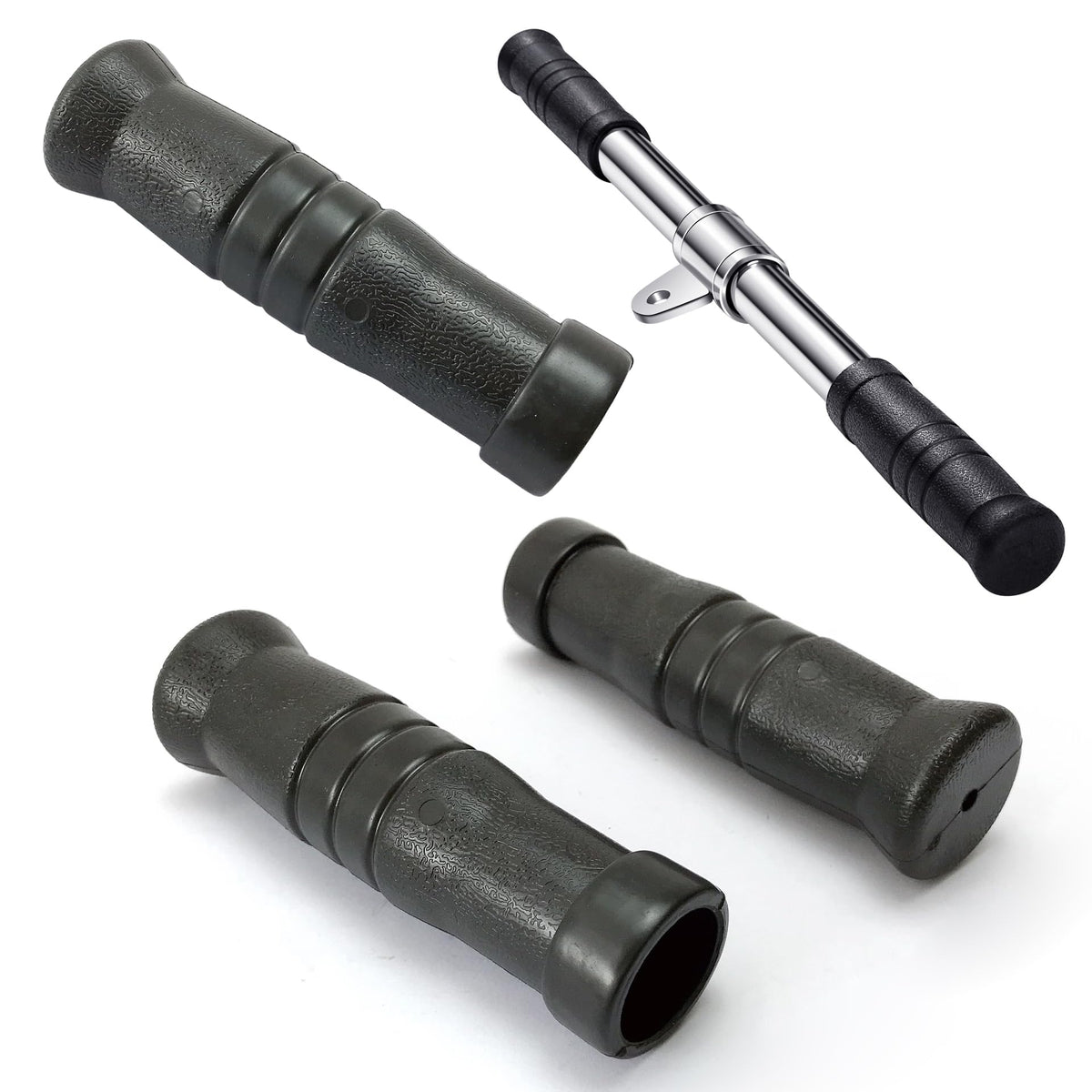 SquEqu 4 Pack LAT Pulldown Machine Straight Bar Grips Non-Slip Tricep Bar Rubber Grips for Fitness LAT and Lift Pulley System Cable Machine Attachment Row Handles Cable Station Pull Down Gym