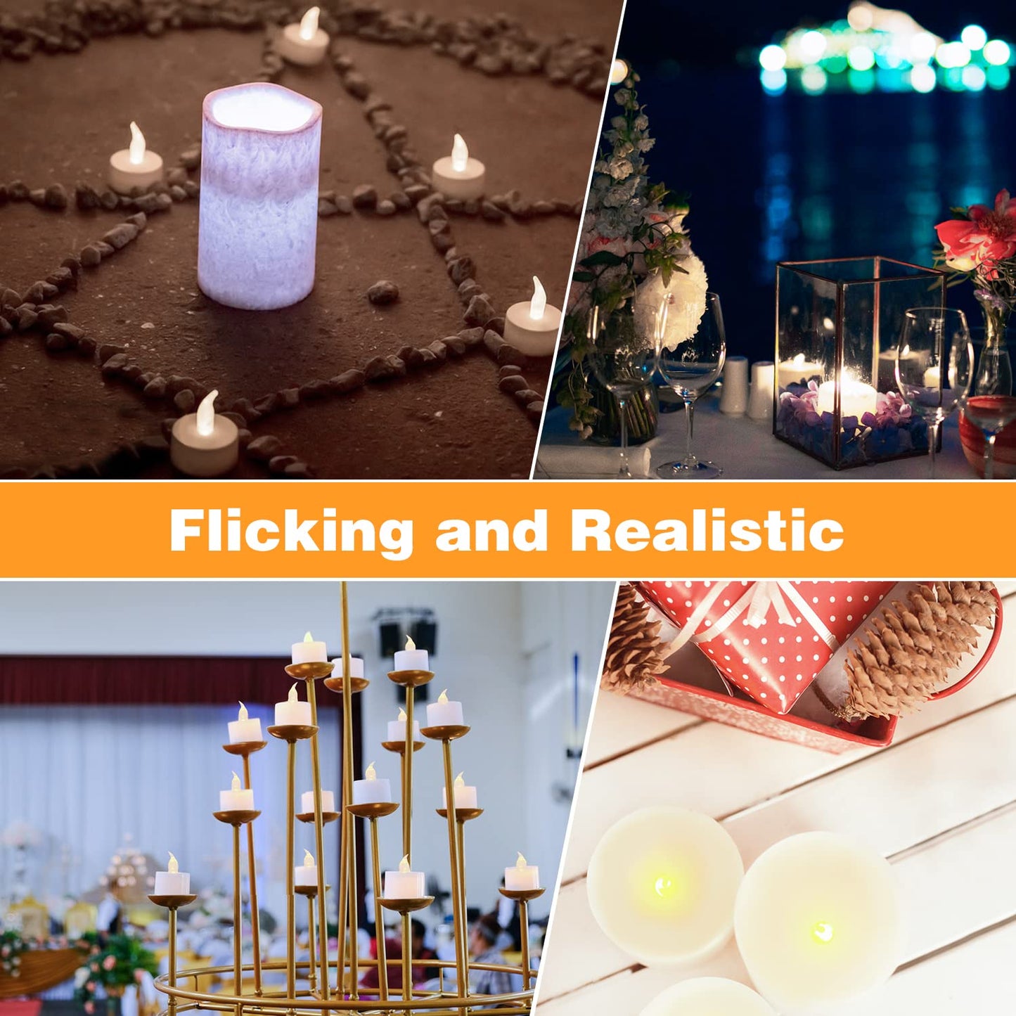 KOABY 200 Pack Warm White LED Tea Lights, Last 100H+, Flickering Flameless Battery Operated Tea Lights for Decor