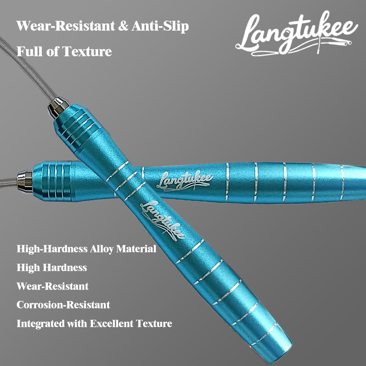 LANGETUKEE Speed Jump Rope - Professional Aluminum Alloy Skipping Rope with 360° Bearings - Adjustable 4mm Steel Cable for Double Unders, Boxing, MMA, HIIT & Cardio Training - Anti-Slip Grip