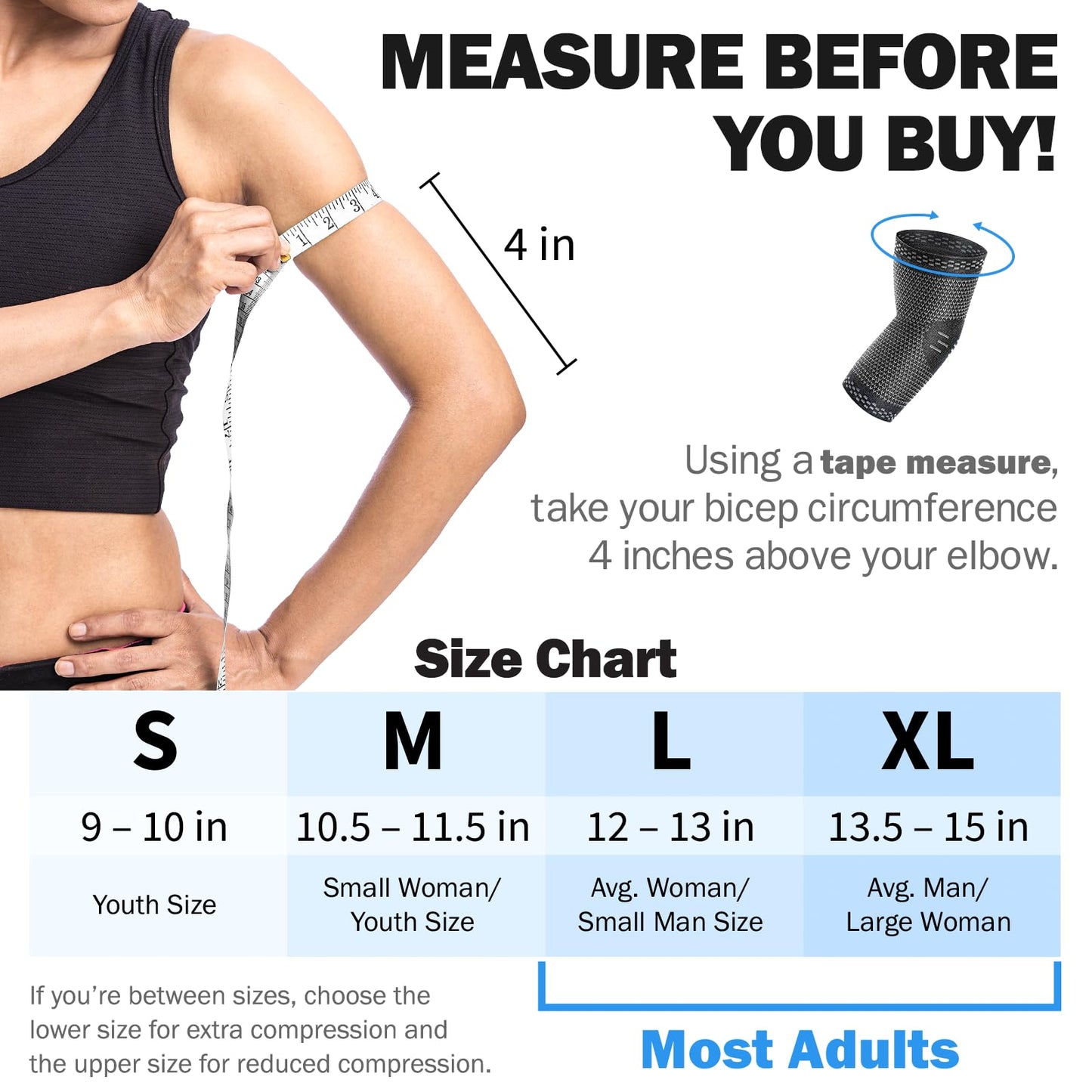 POWERLIX Elbow Brace Compression Support - Elbow Sleeve for Tendonitis, Tennis Brace and Golfers Treatment, Arthritis, Workouts, Weightlifting – Reduce Elbow Pain (Black, S)