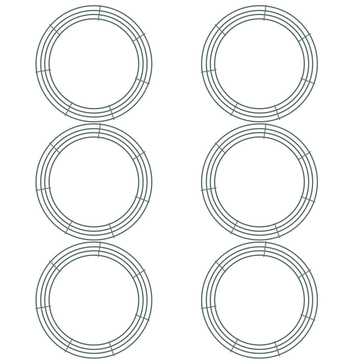 Sumind 6 Pieces 14 Inch Wire Wreath Frame Round Wreath Metal Wire Rings Dark Green Making Rings for Christmas Floral Home Party Decoration DIY Crafts