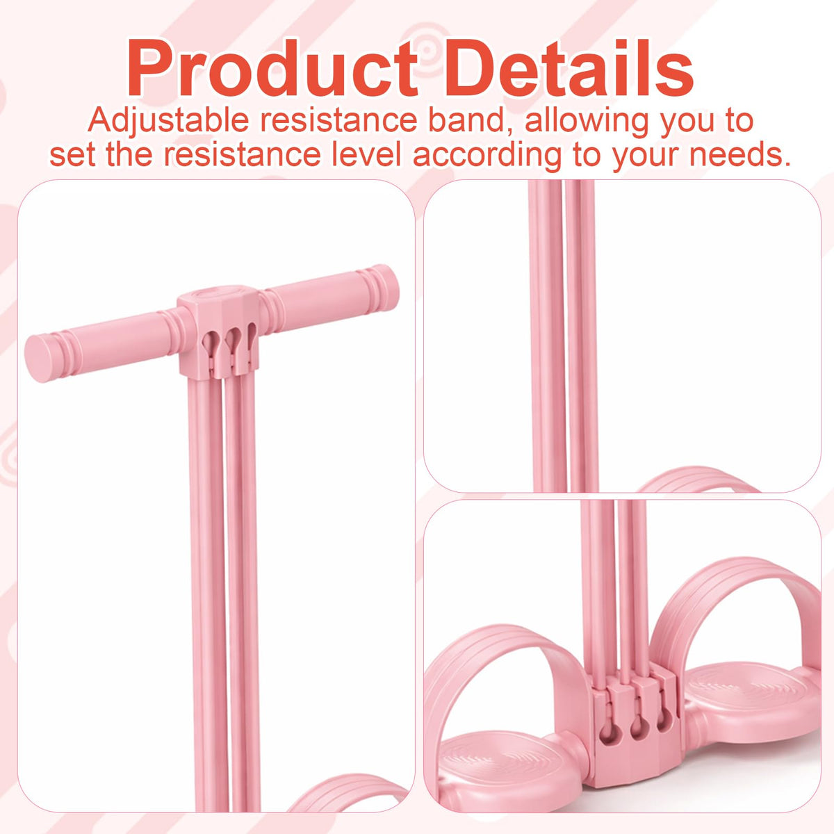 Pedal Resistance Band with Handle, Adjustable 6-Tube Foot Pedal Resistance Band, Multifunction Fitness Bands for Full Body Workout, Home Fitness Training for Abdomen, Arms, Legs & Waist