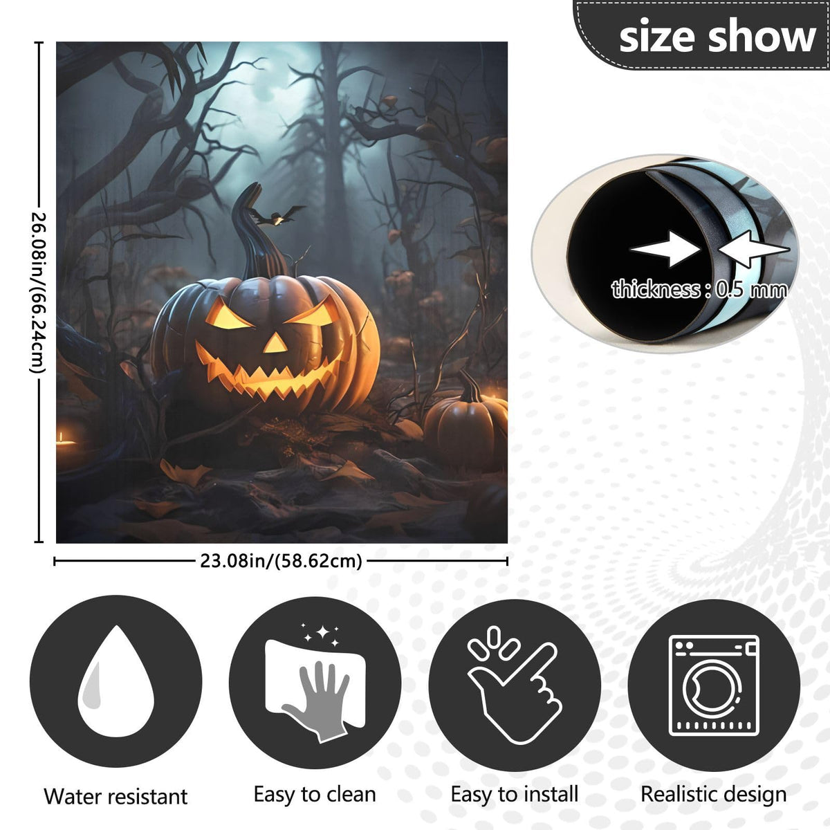 JIPONI Dishwasher Magnetic Cover Halloween Pumpkin Dishwasher Magnetic Kitchen Art Decor, Dish Washer Magnet Sticker 23 W x 26 H Inch