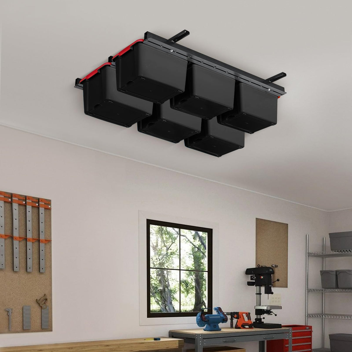 Ultrawall Overhead Garage Storage Racks, Adjustable Garage Ceiling Storage Rack, Heavy Duty Garage Organizer Hanging Storage Rack for Most Storage Bins/Totes/Container, 48" x 48"