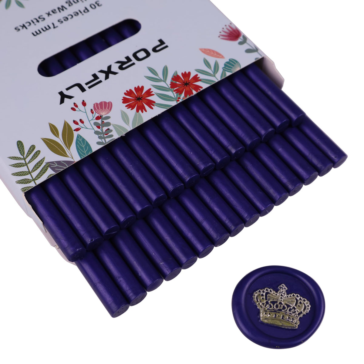 30 Pieces 7mm Sealing Wax Sticks for Glue Gun,PORXFLY Mini Wax Seal Sticks Great for Seals Stamp,Cards Envelopes,Wedding Invitations,Gift Wrapping,Wine Packages (Cerulean Blue)