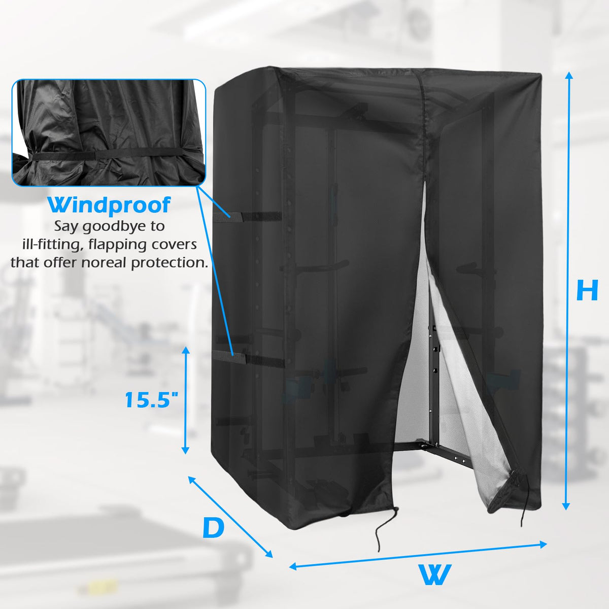 Safipotts Squat Rack Cover, Waterproof Outdoor Gym Equipment Covers with Zipper for Squat Rack/Weight Lifting Rack/Home Gym Workout Equipment (47" W x 69" D x 84" H)