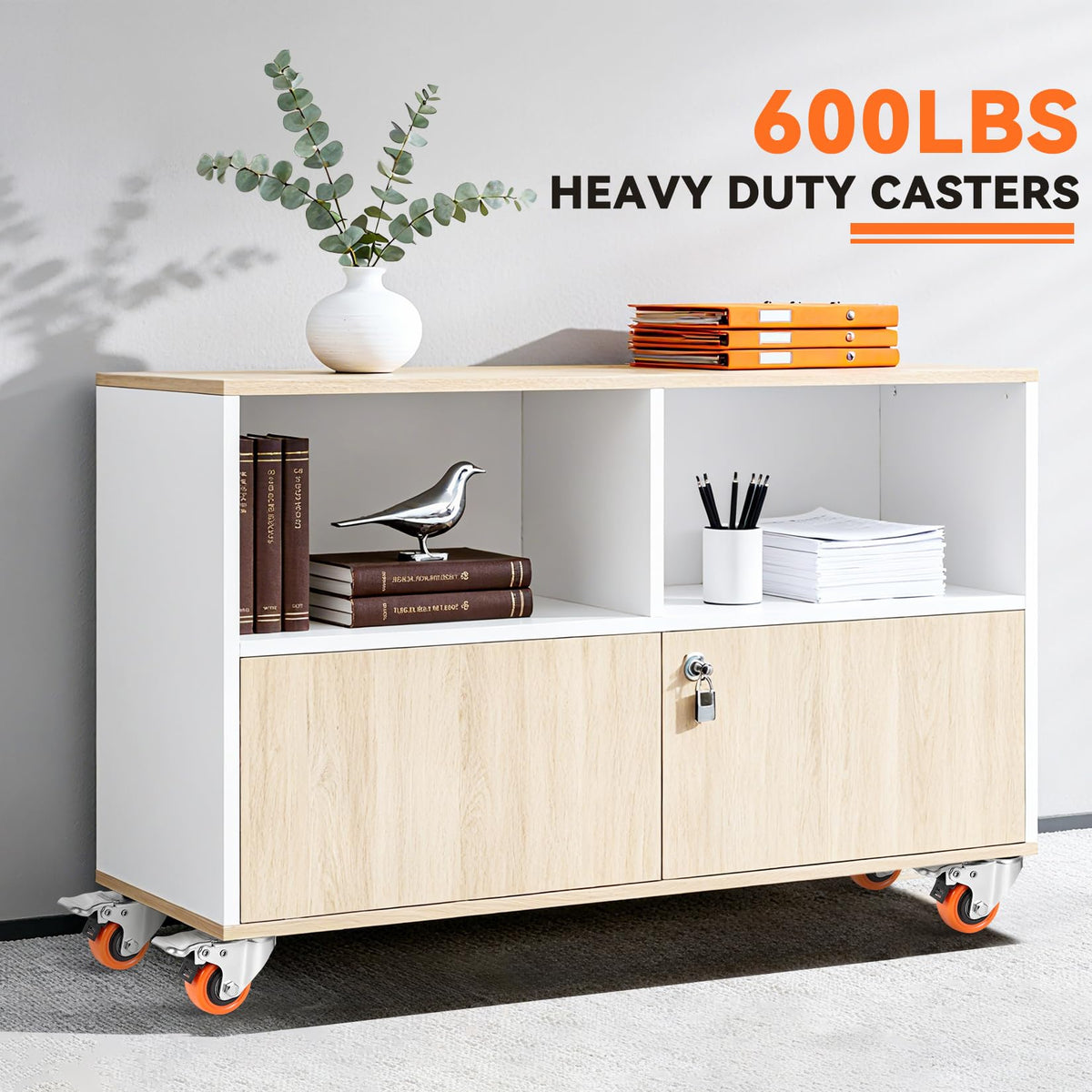 WBD 2" Plate Caster Wheels Set of 8, Heavy Duty Casters with Brake, 1200 Lbs, Safety Dual Locking, Industrial Swivel Top Plate Casters Wheels for Furniture, Carts (Screws and Screwdriver)