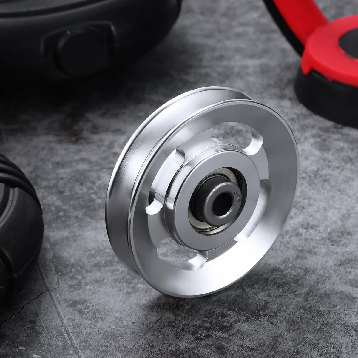 Toddmomy 90mm Aluminum Pulley Wheel for Cable Machine, Heavy Duty Gym Cable Pulley Replacement with Bearing for Home Gym System, LAT Pulldown Attachment
