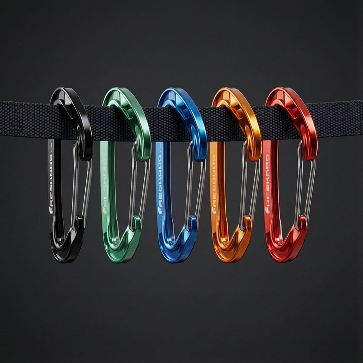 FresKaro Carabiner Clip, Wire Gate Caribeener Heavy Duty, Caribeaner Hook, Strong, Lightweight, 15kN 4Pack for Keychain, Key, Gym, Golf Bag, Dog Collar, Hammock, Outdoor Camping, Medium Size, Blue